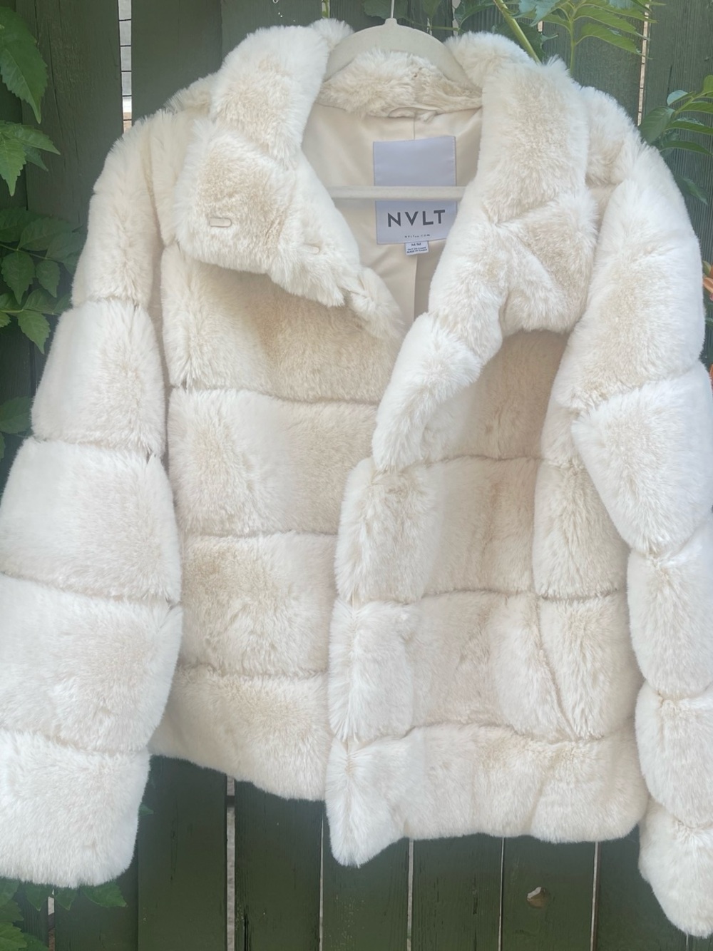 NVLT Cream Faux Fur Cropped Teddy Jacket